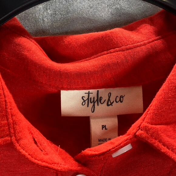 STYLE & CO Women's Petite Loving Red Short-Sleeve Polo Top SZ P/L - Picture 7 of 9